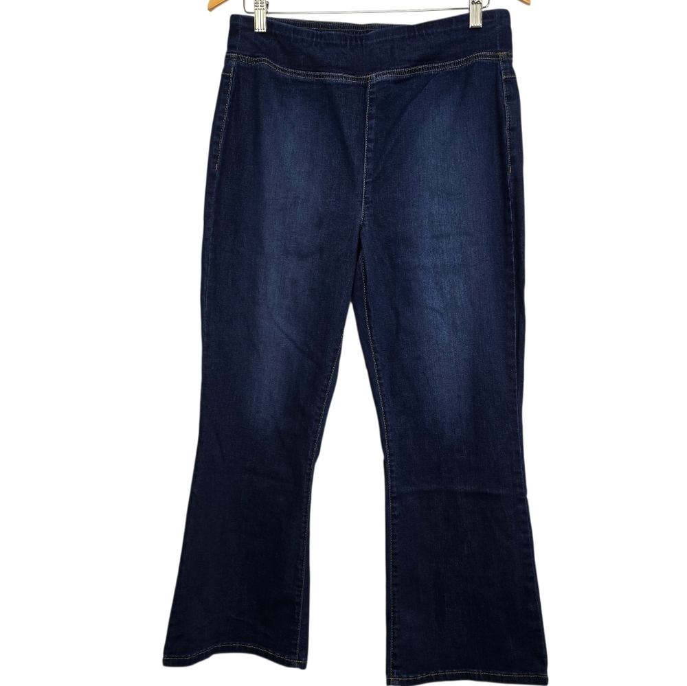 We The Free Free People Blue Pull-On Flare Hem Jeans Casual Boho Denim Sz L